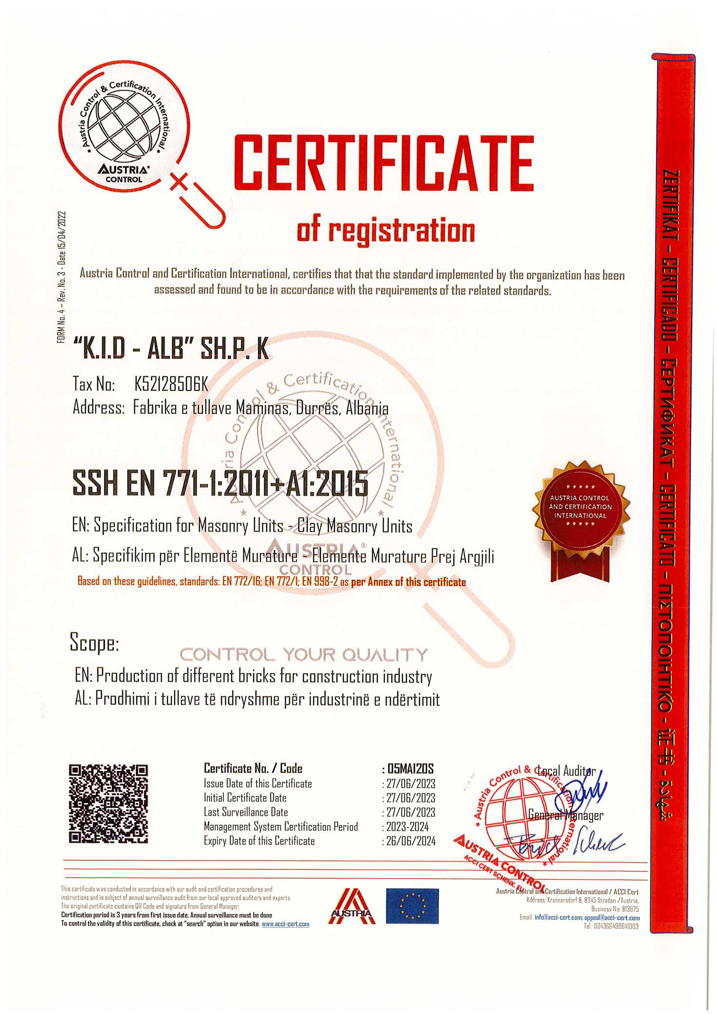Certifikata-KID-ALB---EN-771-1-+-Annex-1